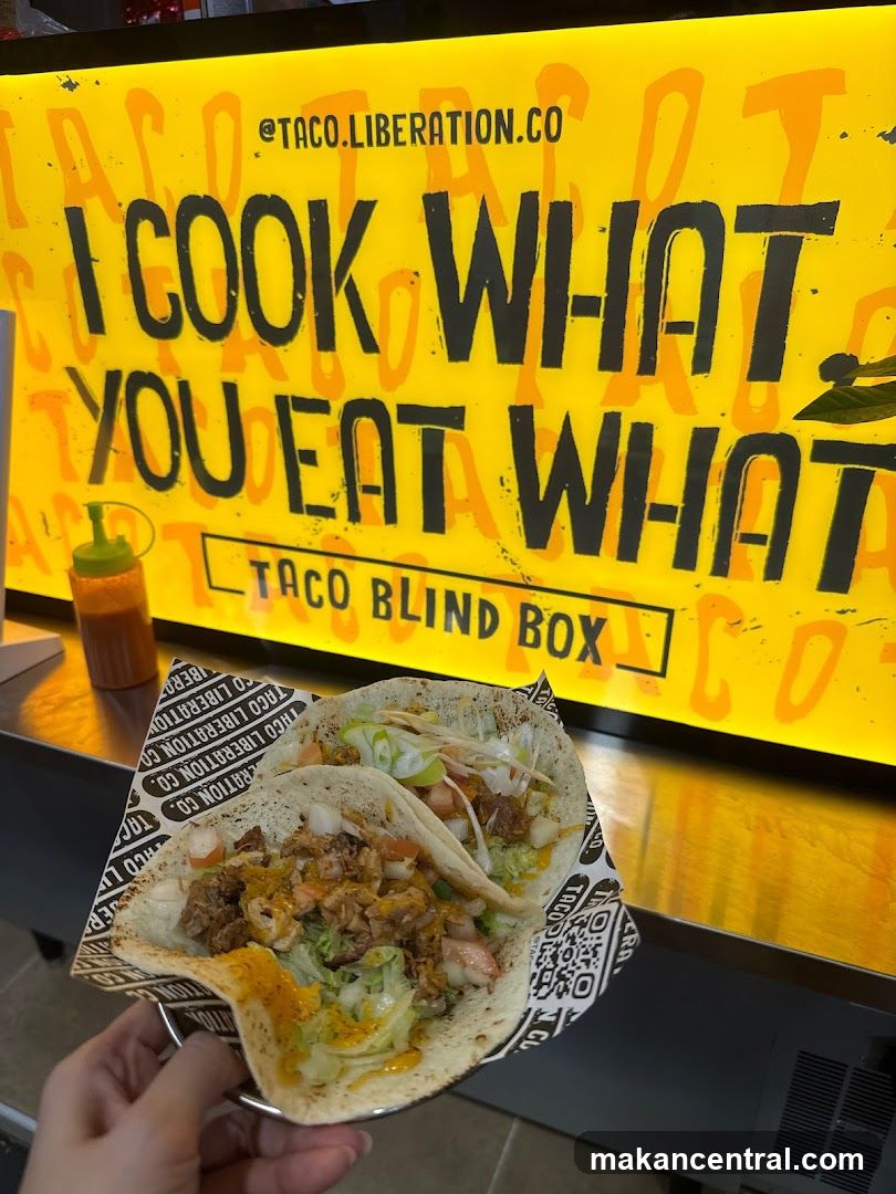 Tacos with a promotional sign