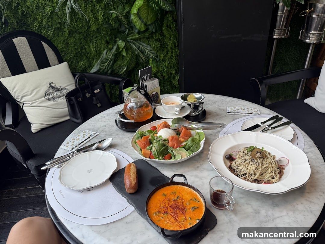 Table Setting with Food and Drinks