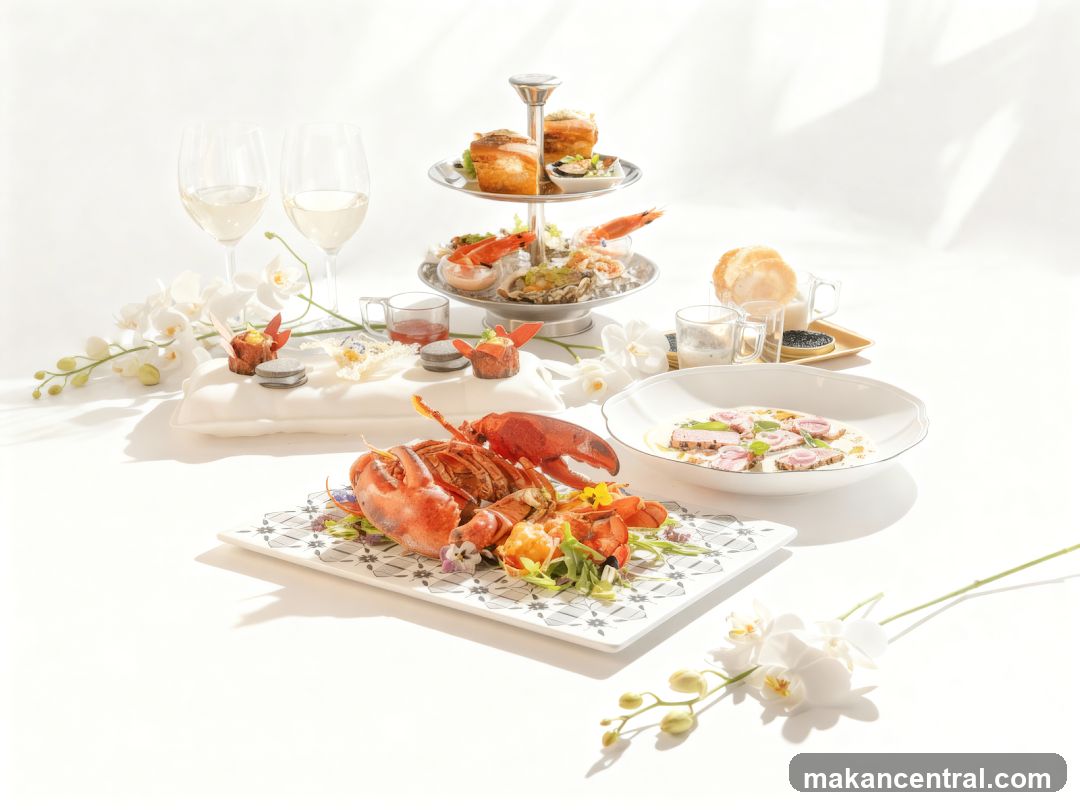 Elegant Seafood Platter with Wine