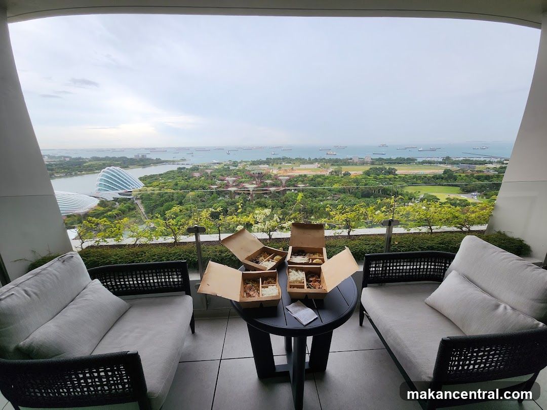 Balcony with a view and takeaway meals