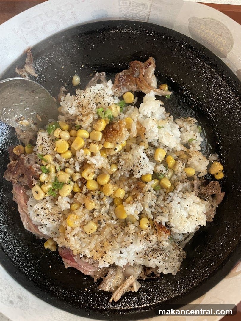 Sizzling Rice Dish with Beef and Corn