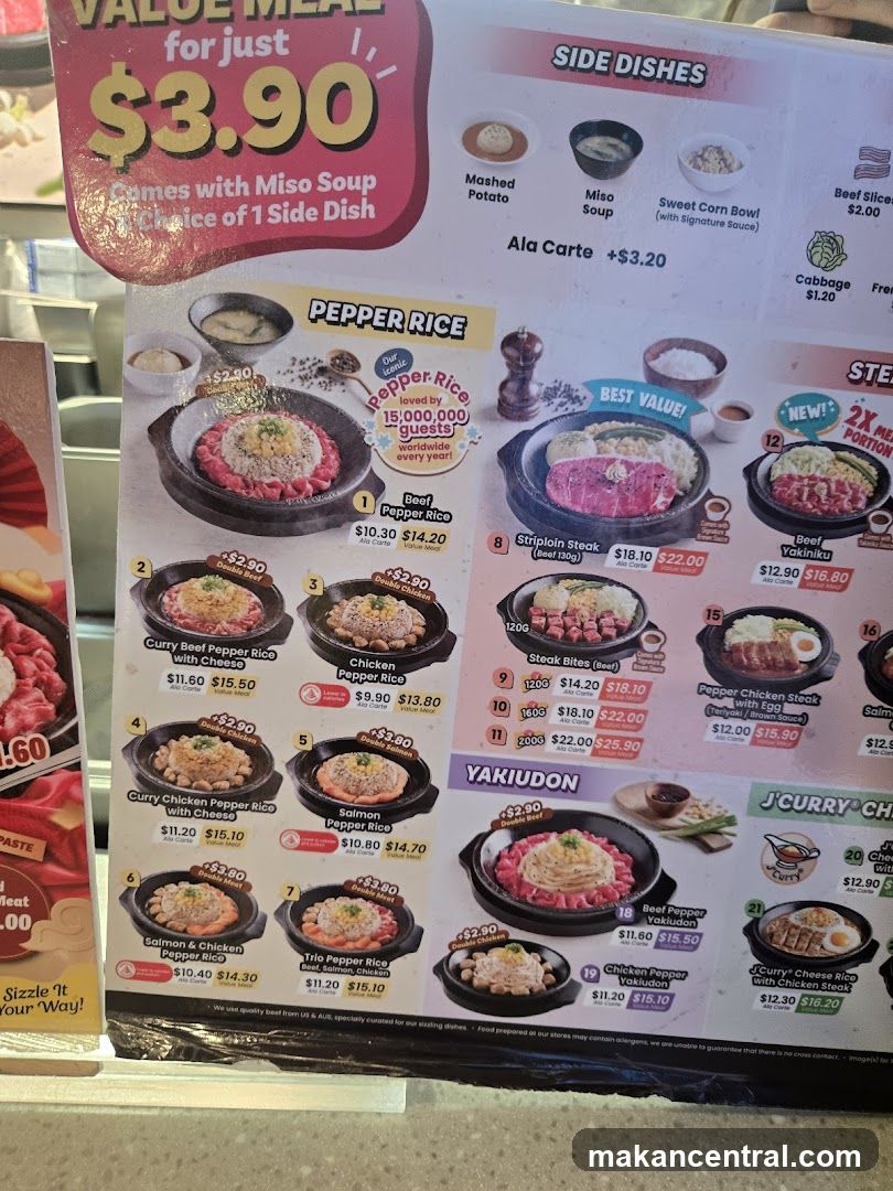 Pepper Rice & Yakiudon Menu