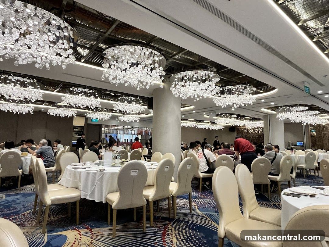 Elegant Dining Hall with Crystal Chandeliers