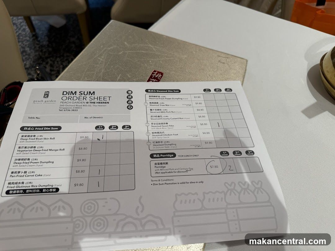DIM SUM ORDER SHEET