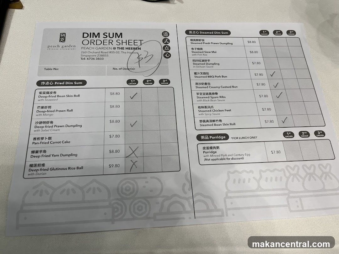 DIM SUM ORDER SHEET
