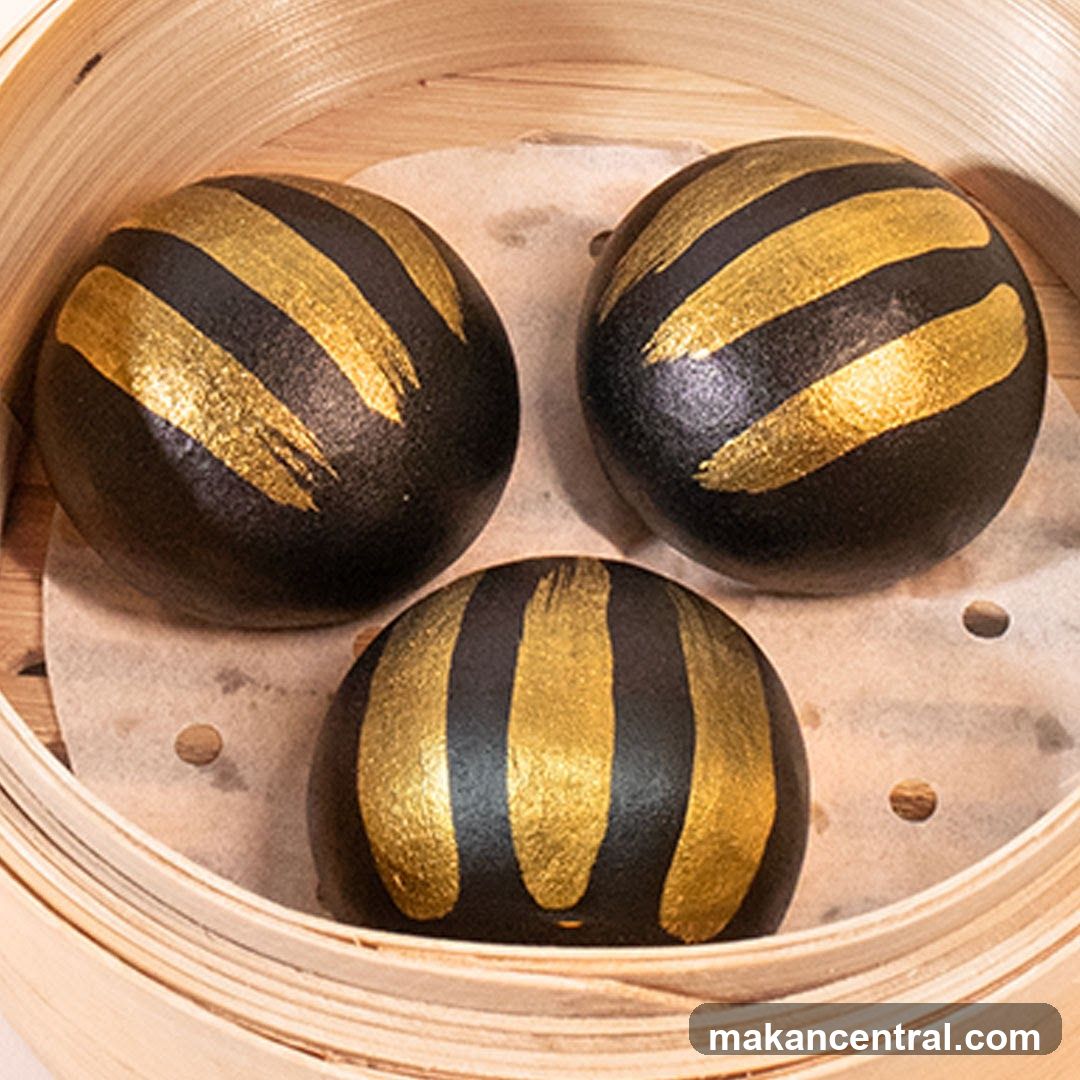 Black and Gold Steamed Buns