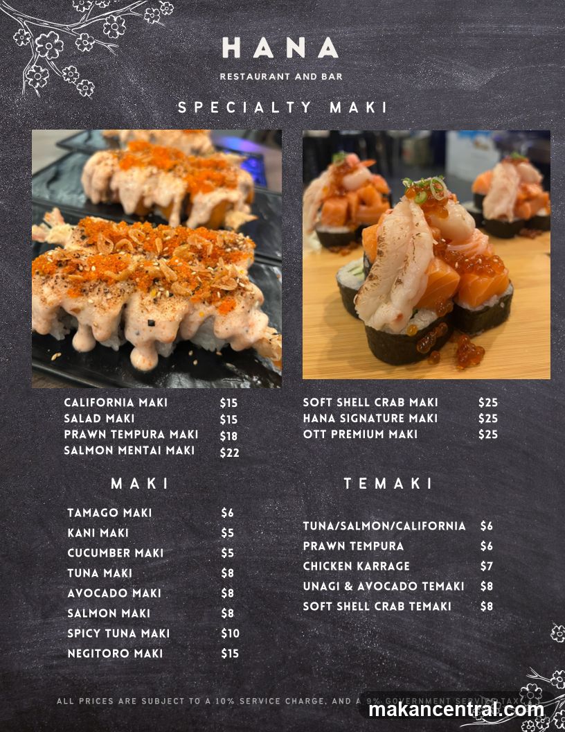HANA RESTAURANT AND BAR SPECIALTY MAKI