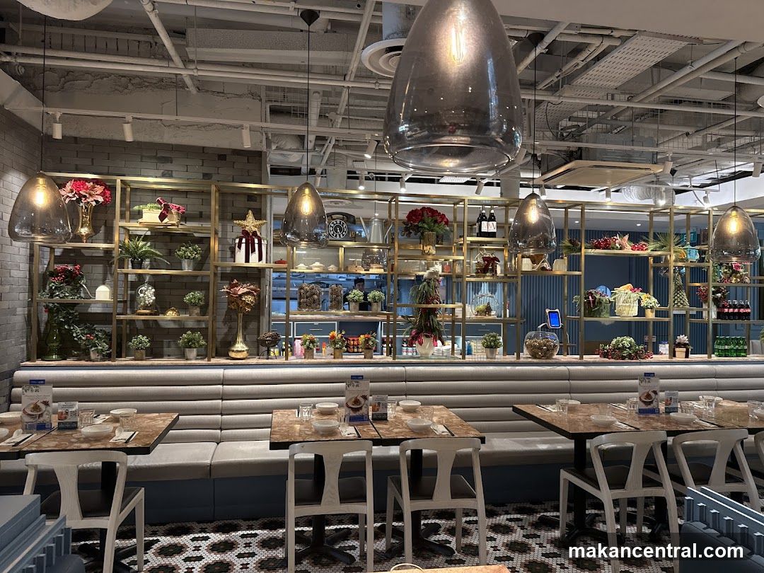 Restaurant Interior with Decorative Shelving