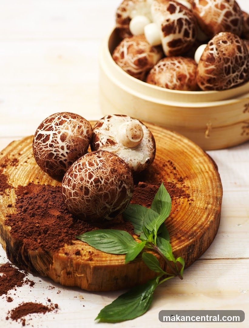 Shiitake Mushrooms with Cocoa Powder and Basil