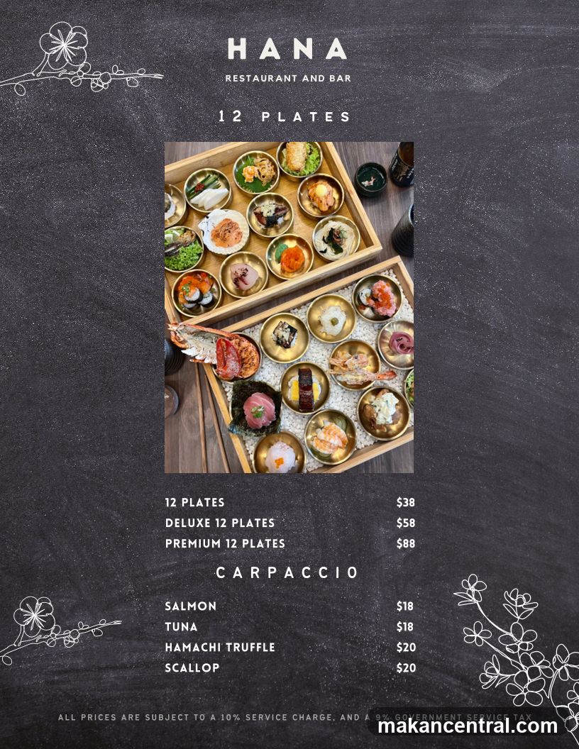 HANA Restaurant and Bar Menu