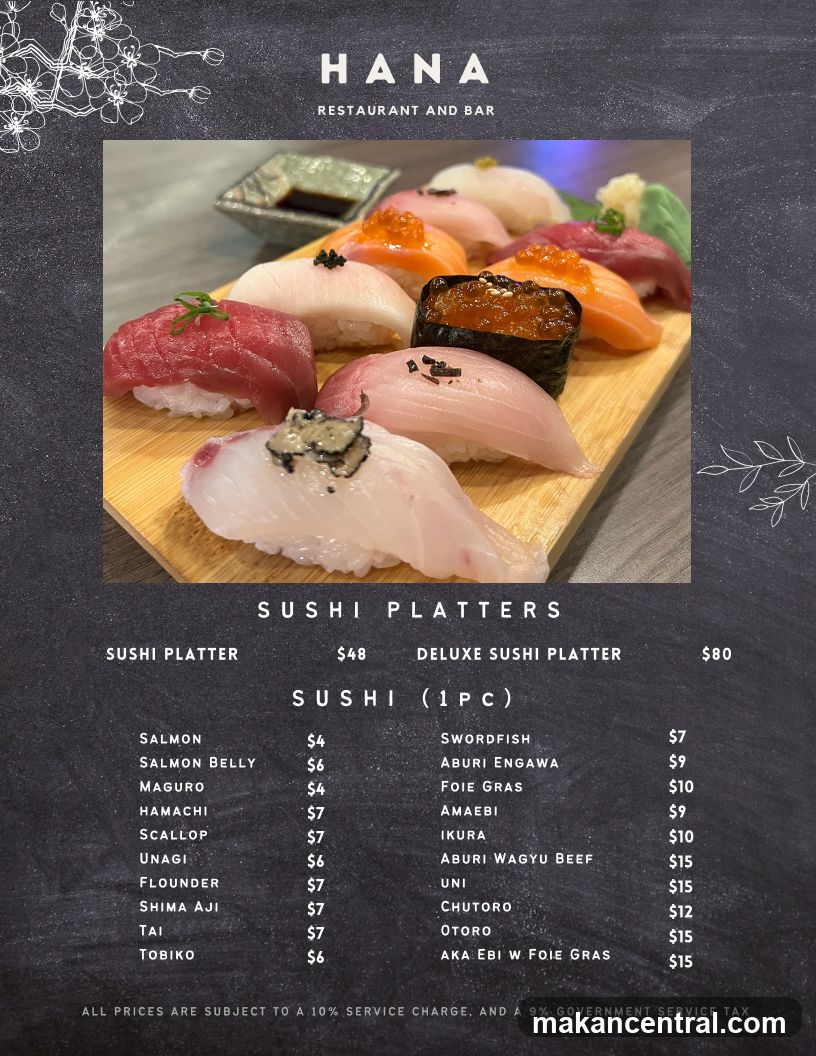 HANA Restaurant and Bar Menu