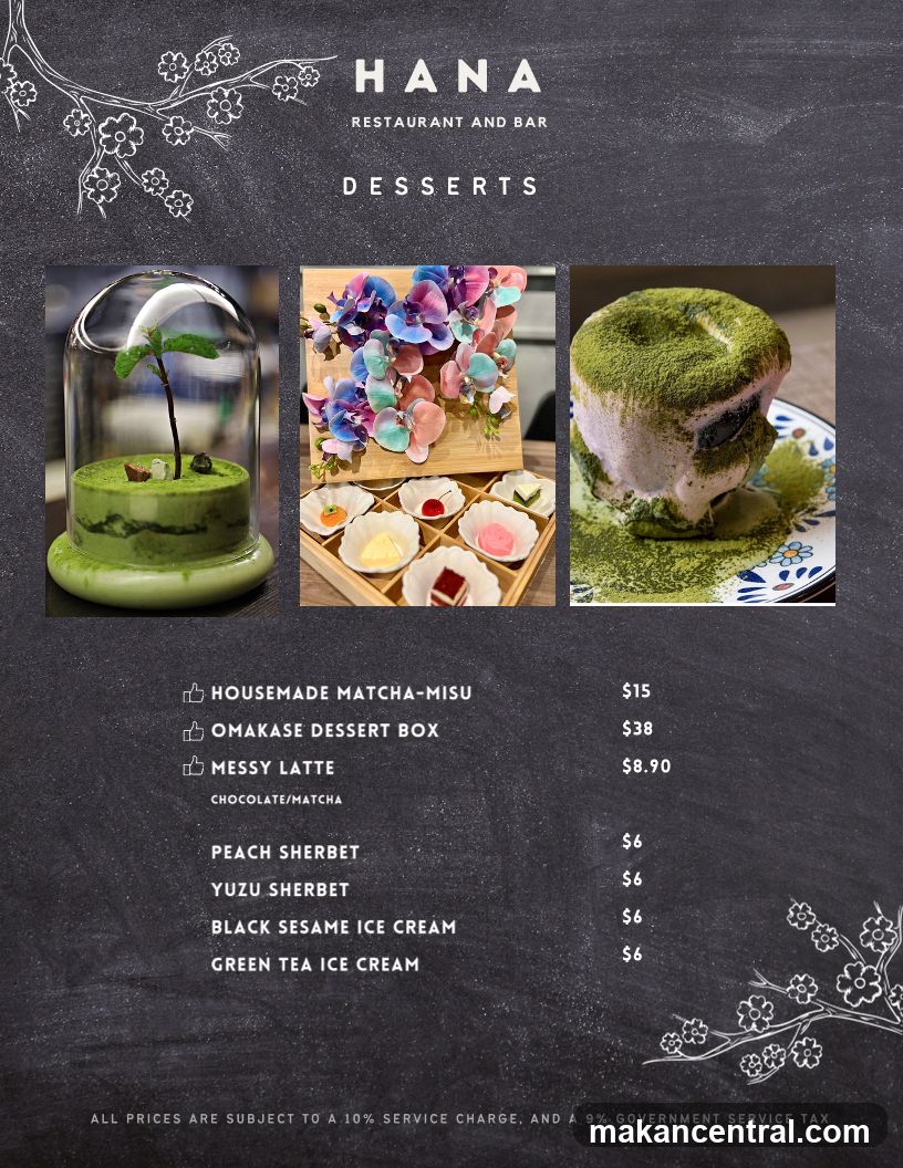 HANA RESTAURANT AND BAR DESSERTS