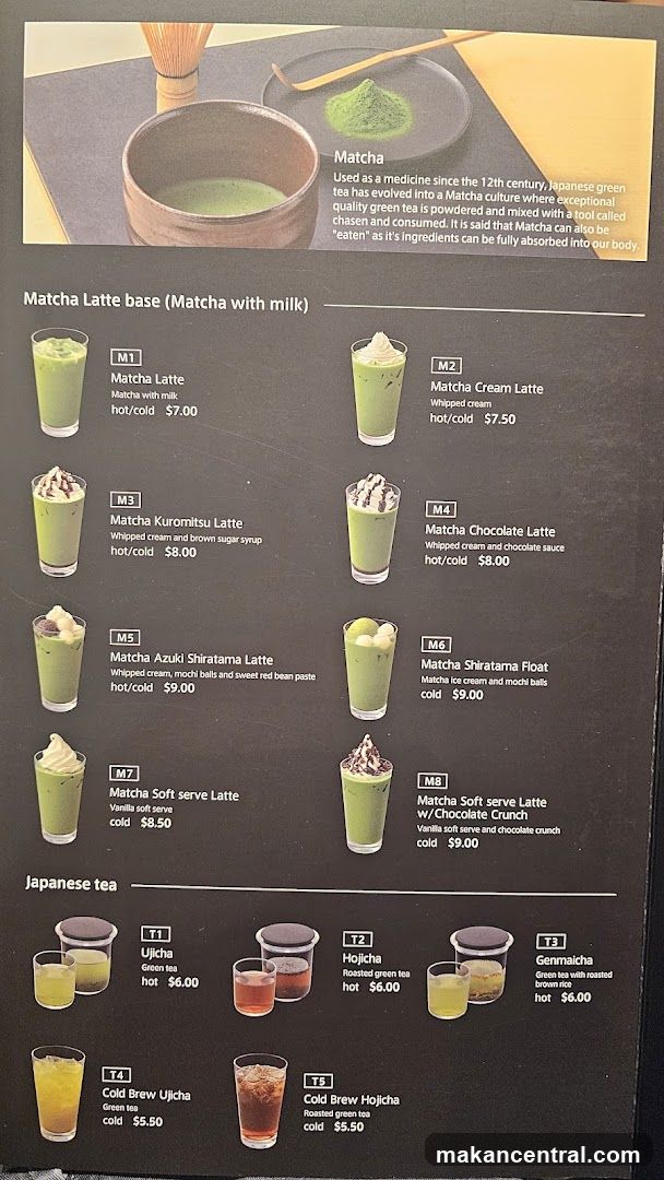 Matcha and Japanese Tea Menu