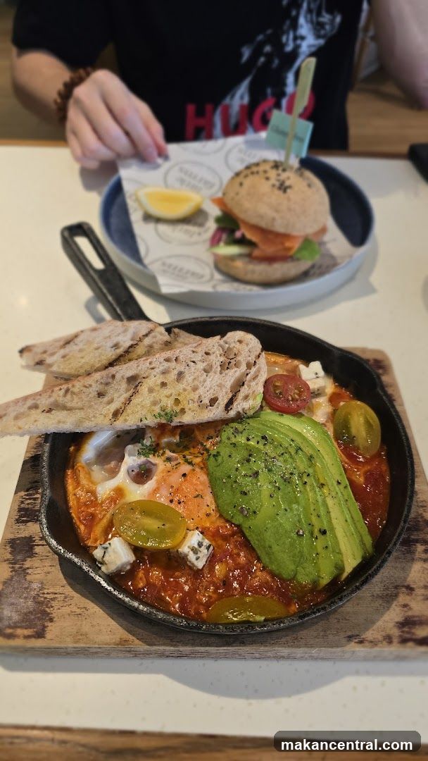 Shakshuka and Salmon Burger