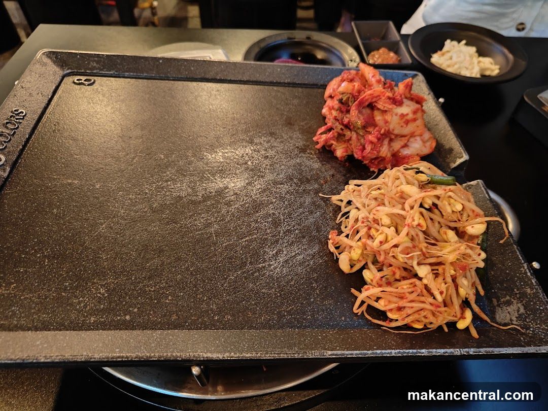 Korean BBQ Grill with Kimchi and Bean Sprouts