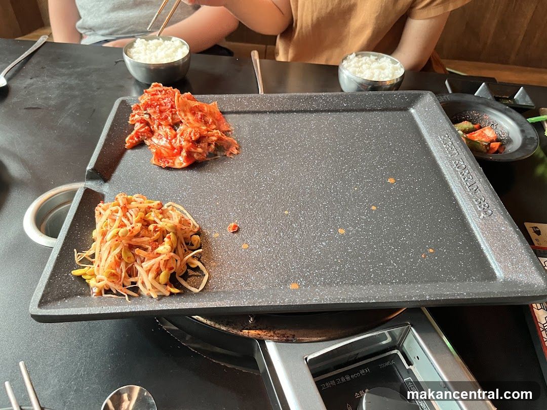 Korean BBQ Grill with Kimchi and Bean Sprouts