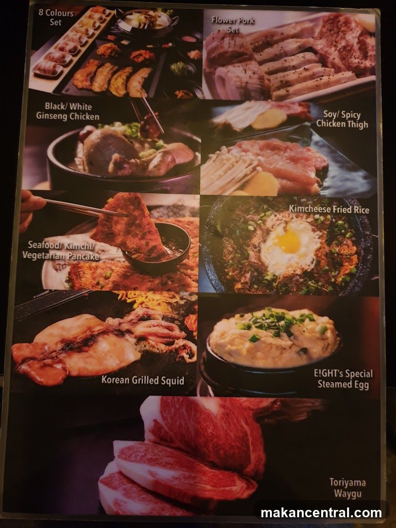 Menu with Korean Dishes