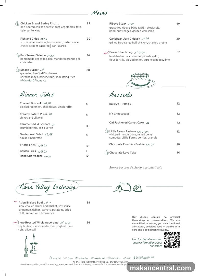Mains, Dinner Sides, Desserts, River Valley Exclusive