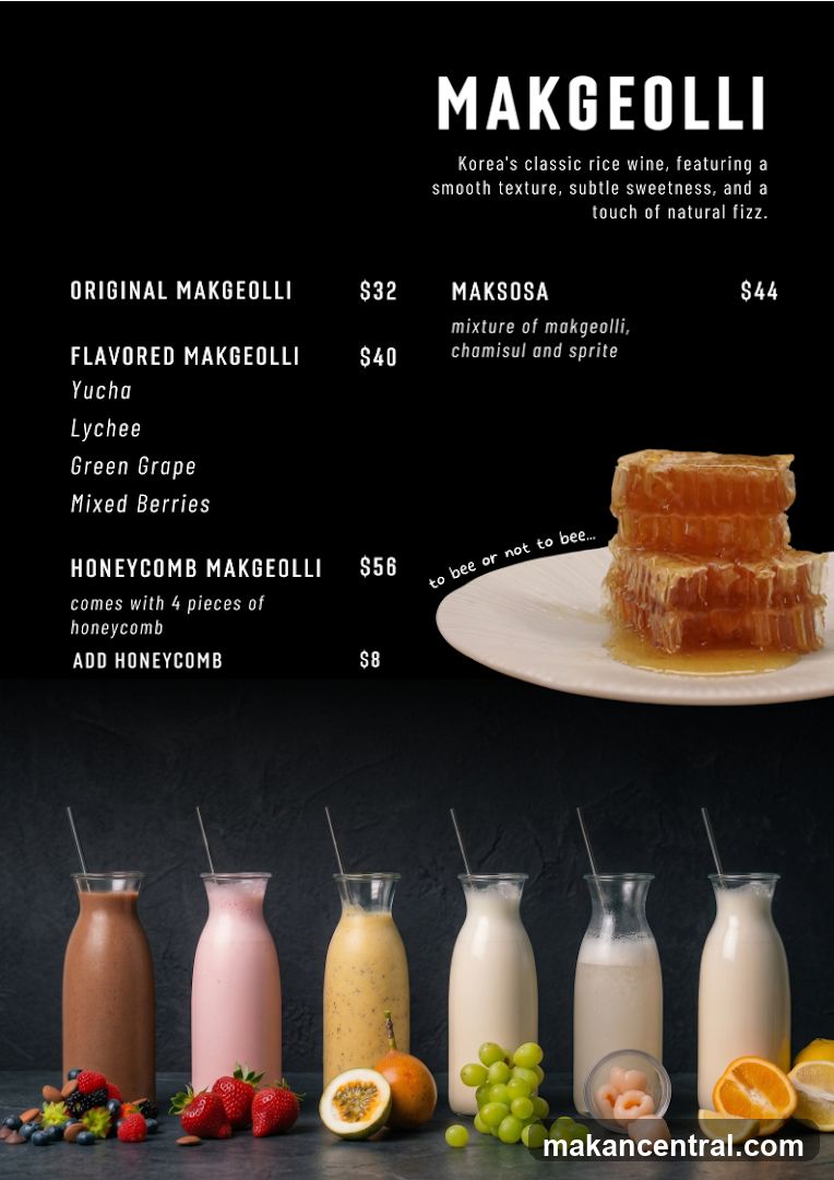 Makgeolli Menu