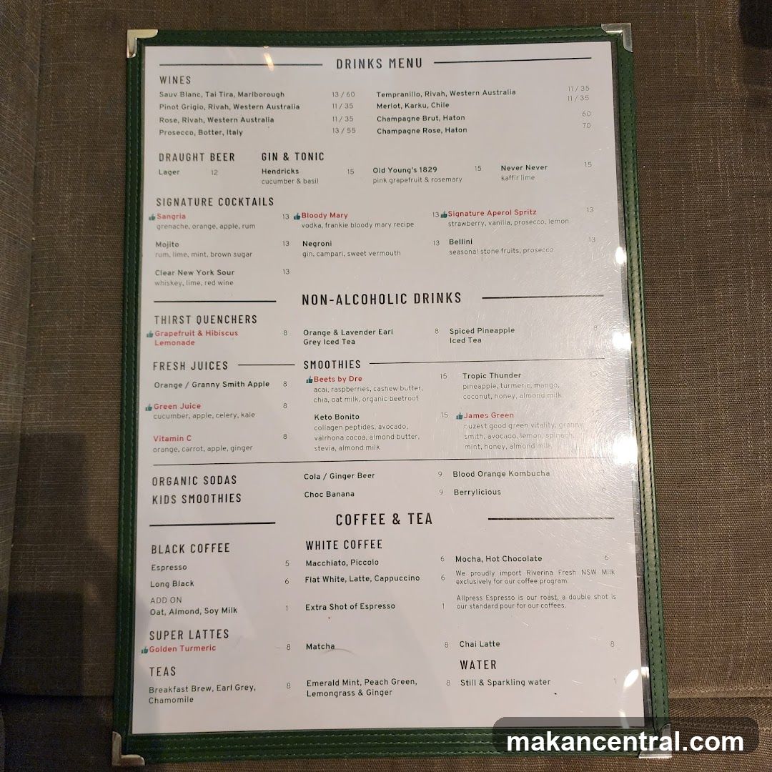 DRINKS MENU
