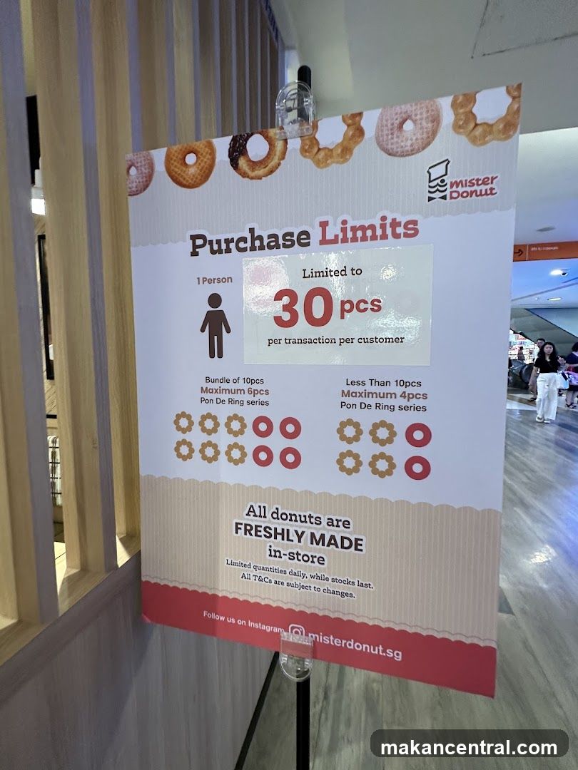 Mister Donut Purchase Limits Sign