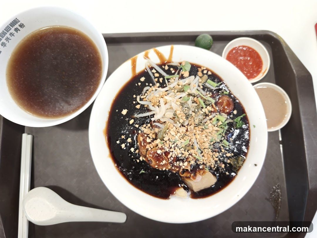 Beef noodle soup with side dishes