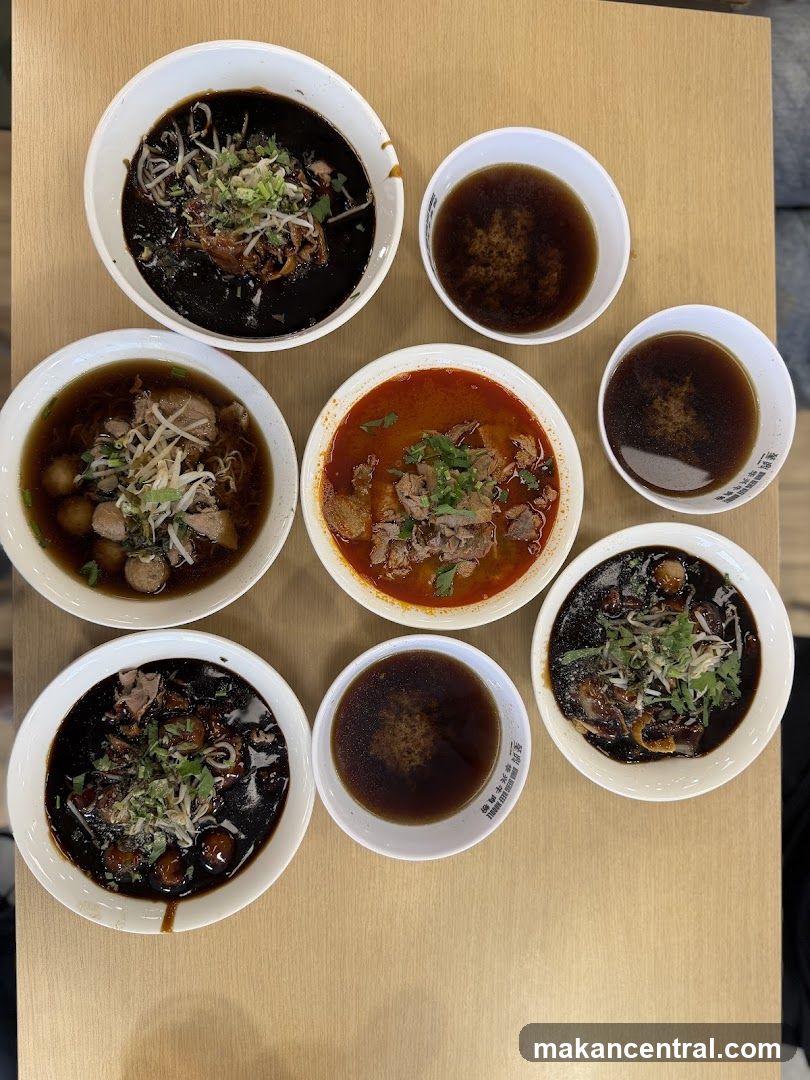 Bowls of Noodles and Broth