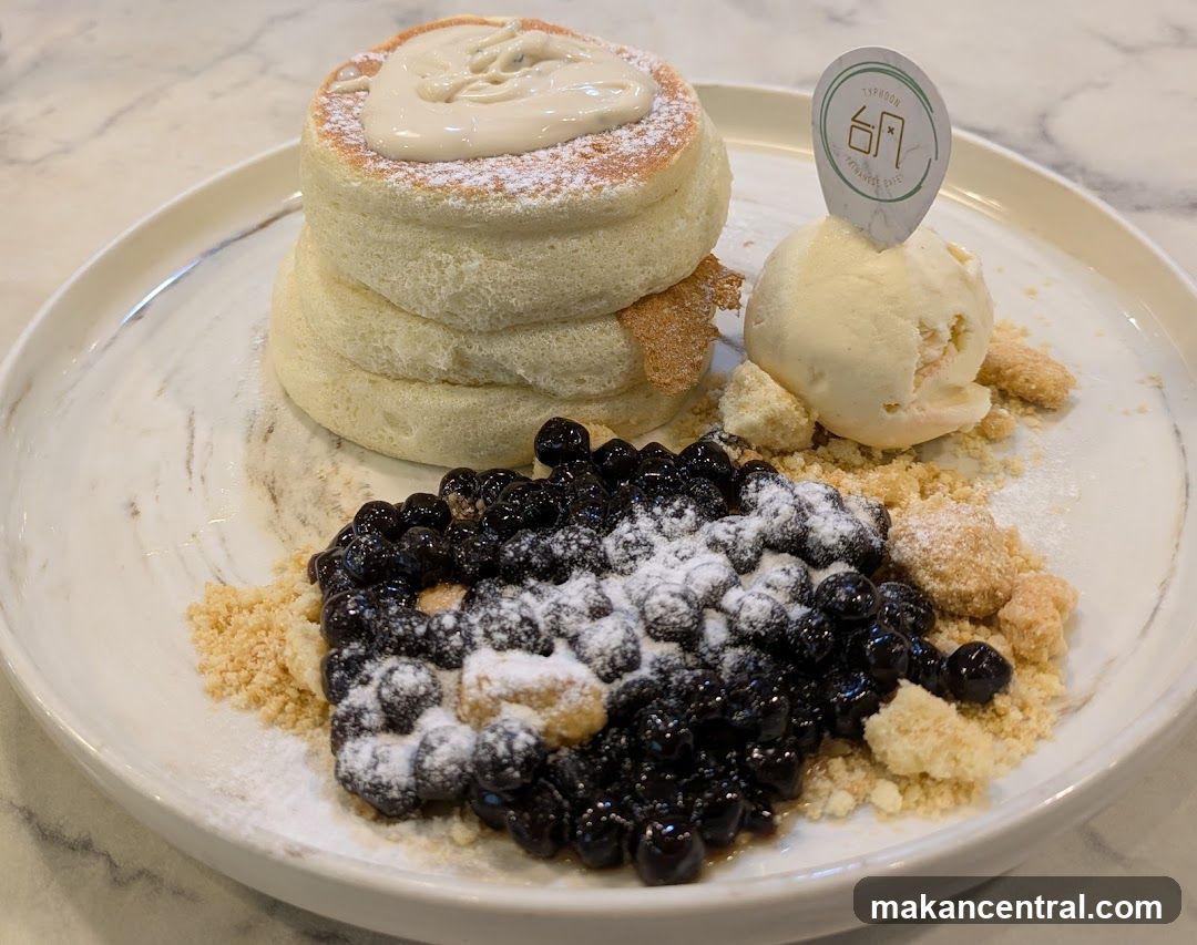 Soufflé Pancakes with Boba and Ice Cream