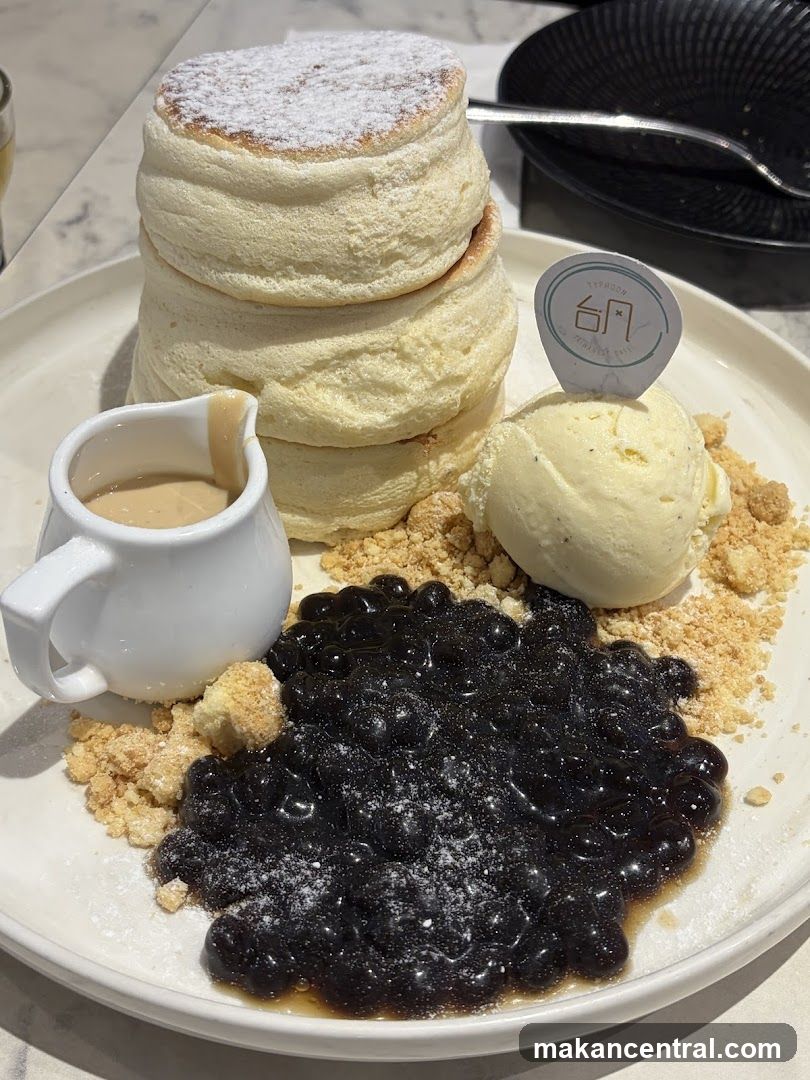 Soufflé Pancakes with Boba and Ice Cream