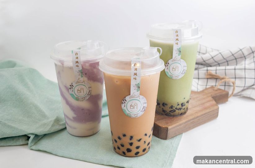 Three bubble tea drinks