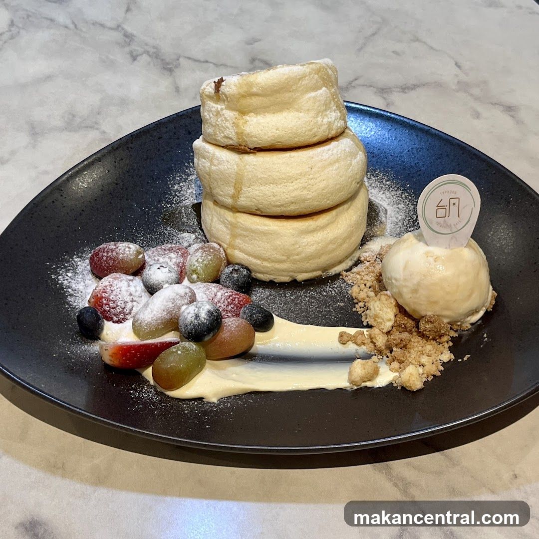 Soufflé Pancakes with Fruit and Ice Cream