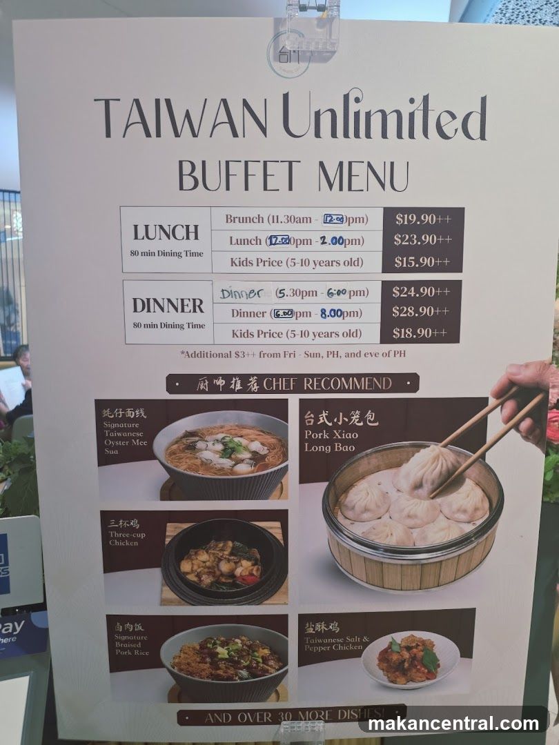 TAIWAN Unlimited BUFFET MENU