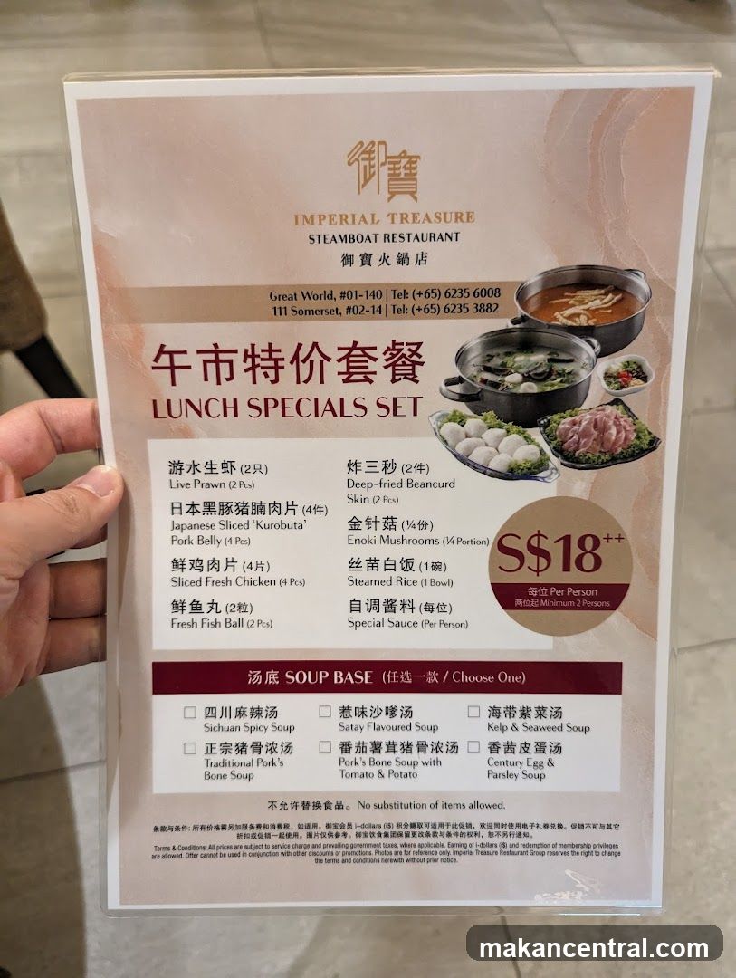 Imperial Treasure Steamboat Restaurant Lunch Specials Set