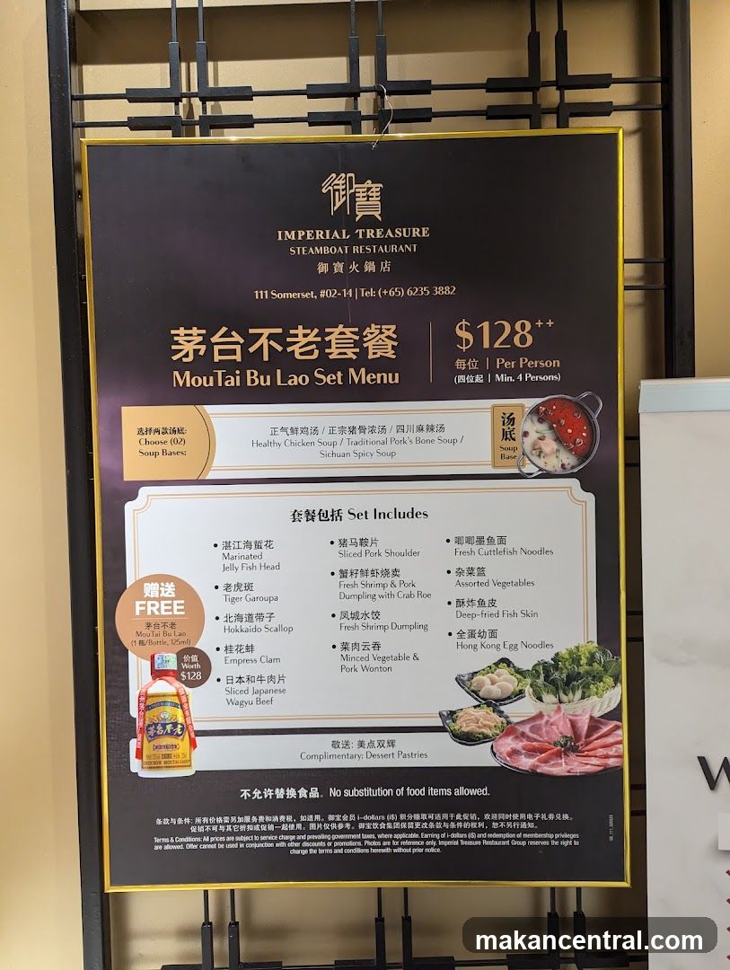 Imperial Treasure Steamboat Restaurant MouTai Bu Lao Set Menu