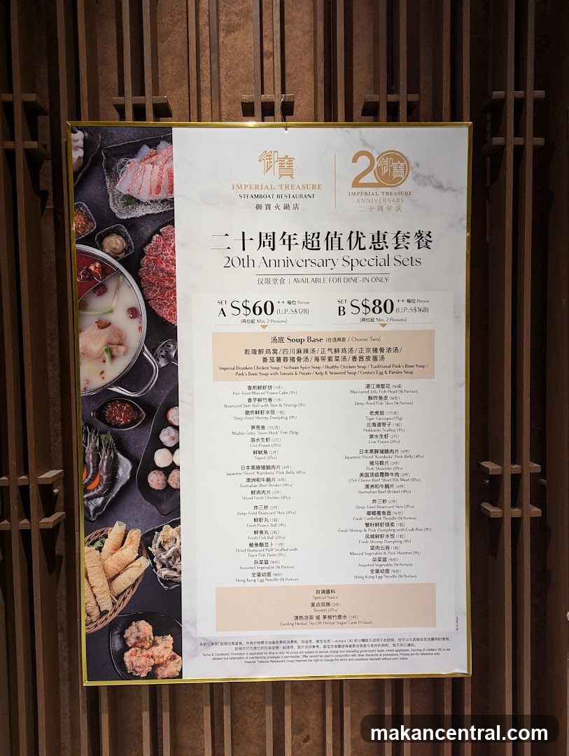 IMPERIAL TREASURE STEAMBOAT RESTAURANT 20th Anniversary Special Sets