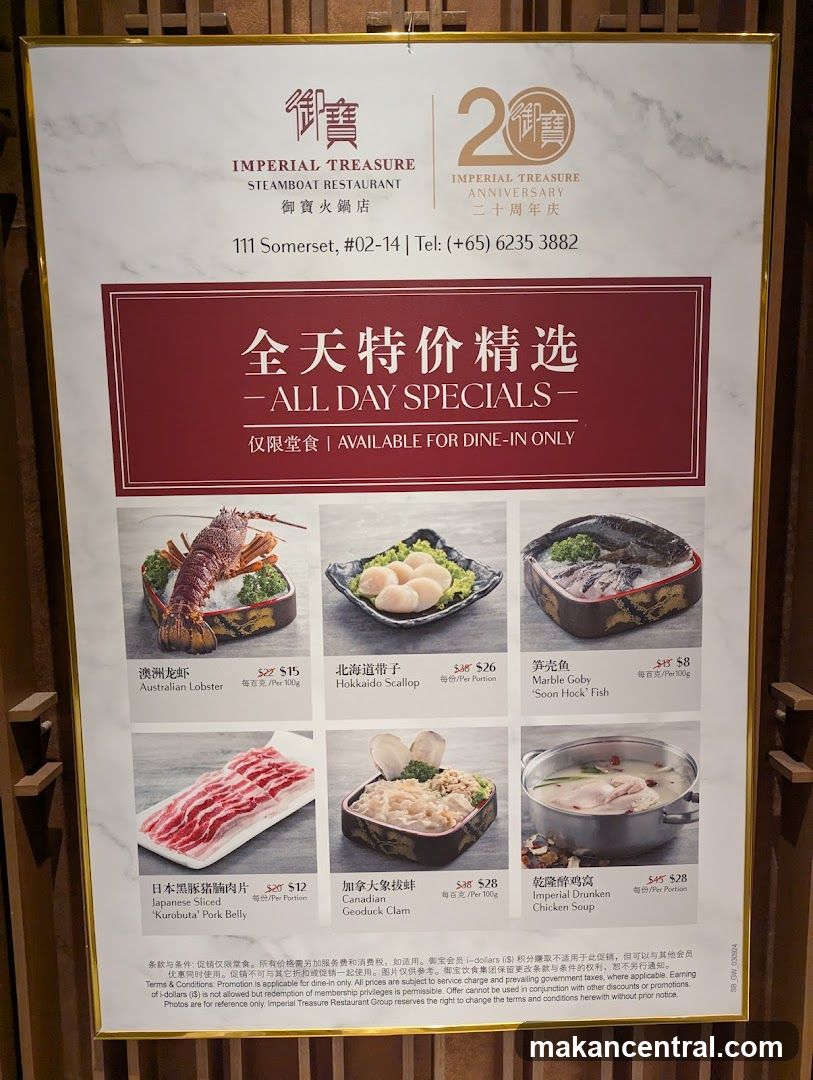 Imperial Treasure Steamboat Restaurant - All Day Specials