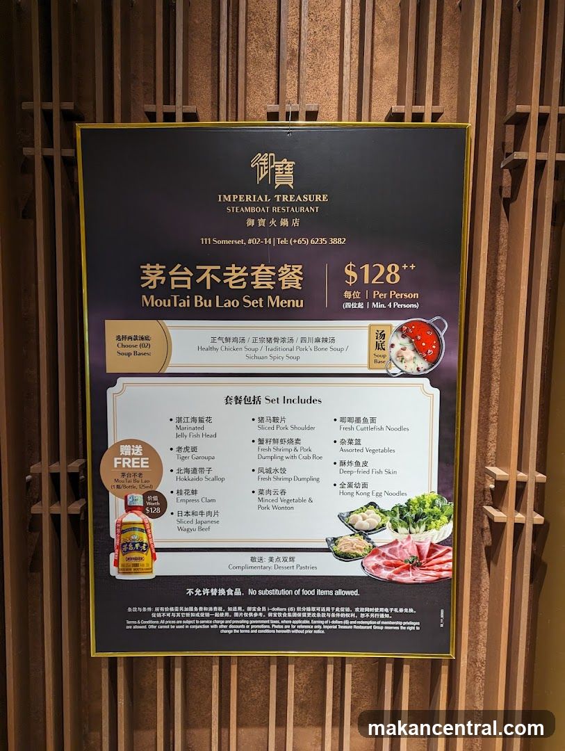 IMPERIAL TREASURE STEAMBOAT RESTAURANT MouTai Bu Lao Set Menu