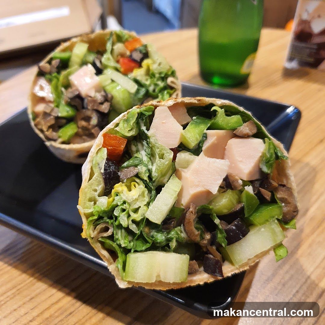 Two Halved Wraps on a Plate