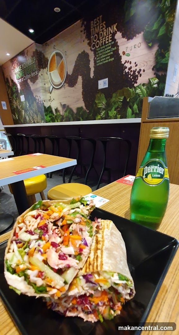 Coffee shop interior with food and drink