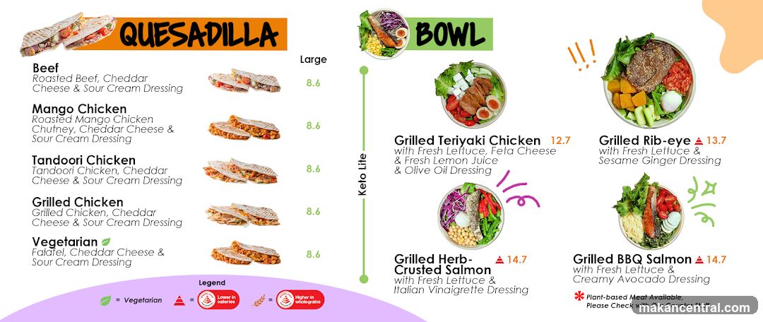 Quesadilla and Bowl Menu