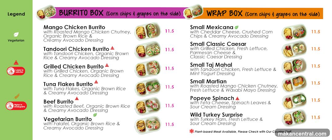 Burrito Box and Wrap Box Menu