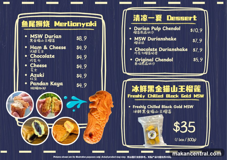 Merlionyoki, Dessert, and Freshly Chilled Black Gold MSW Menu