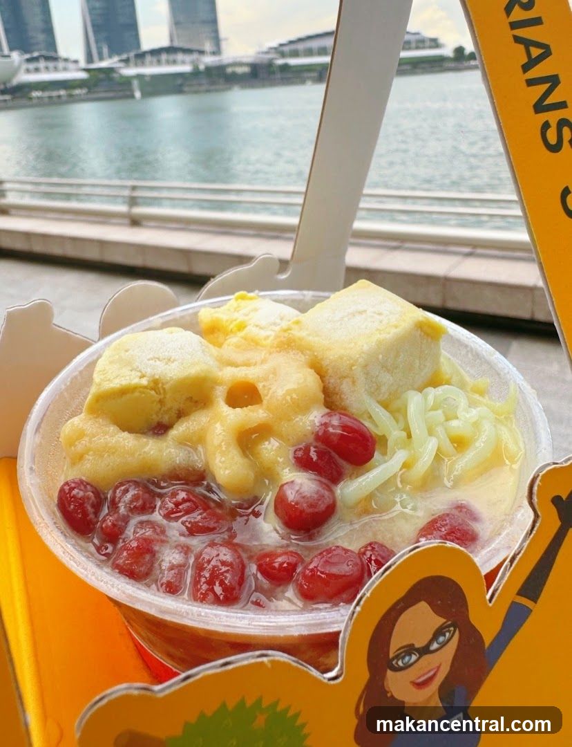 Dessert with Marina Bay Sands in the background