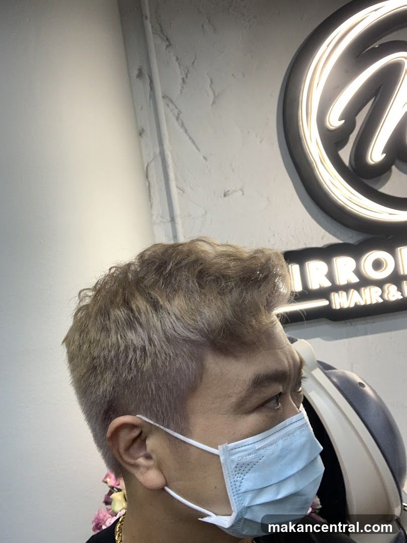 Man with Mask and New Haircut
