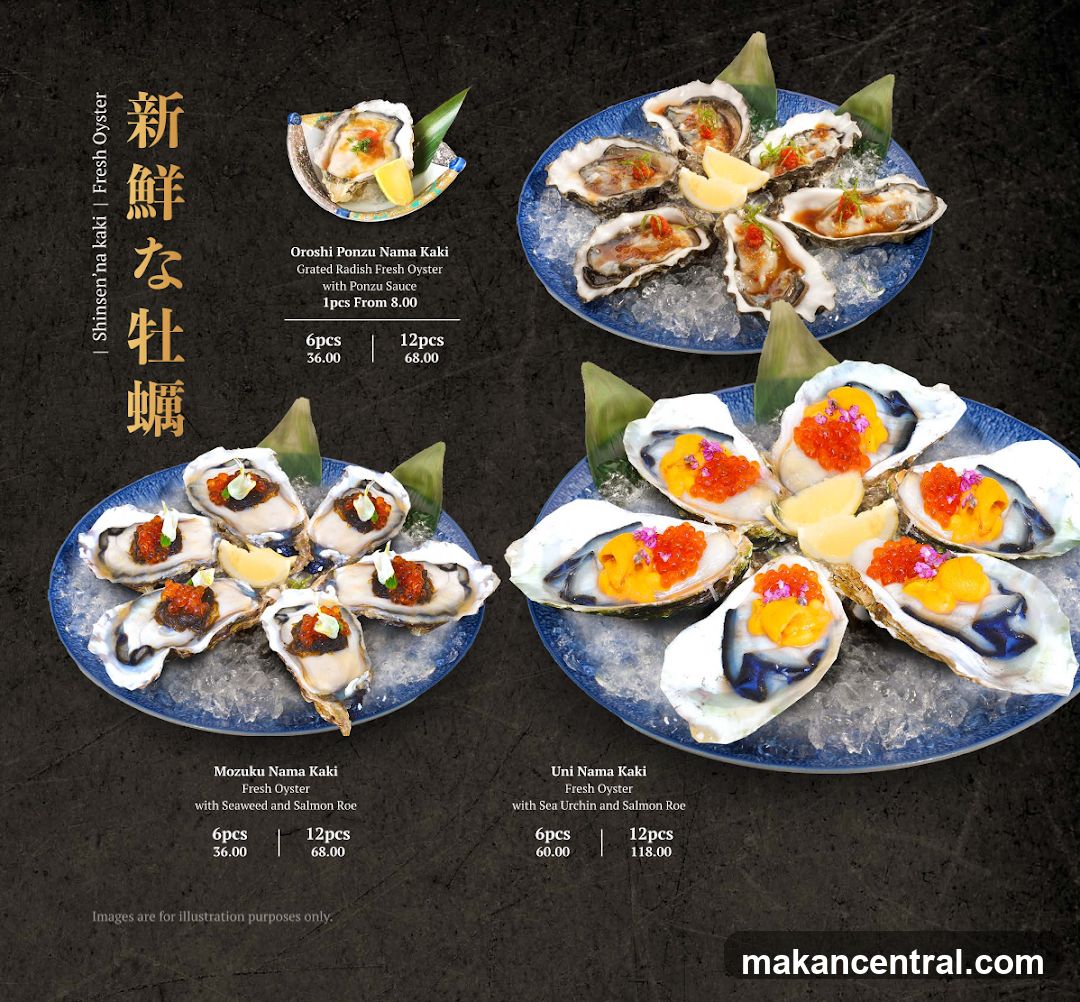 Fresh Oyster Menu