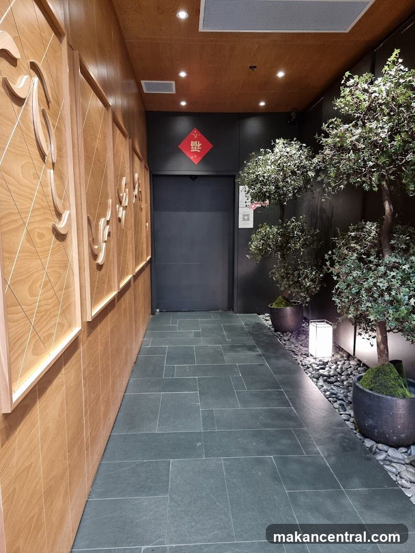 Hallway with Decorative Wall and Plants