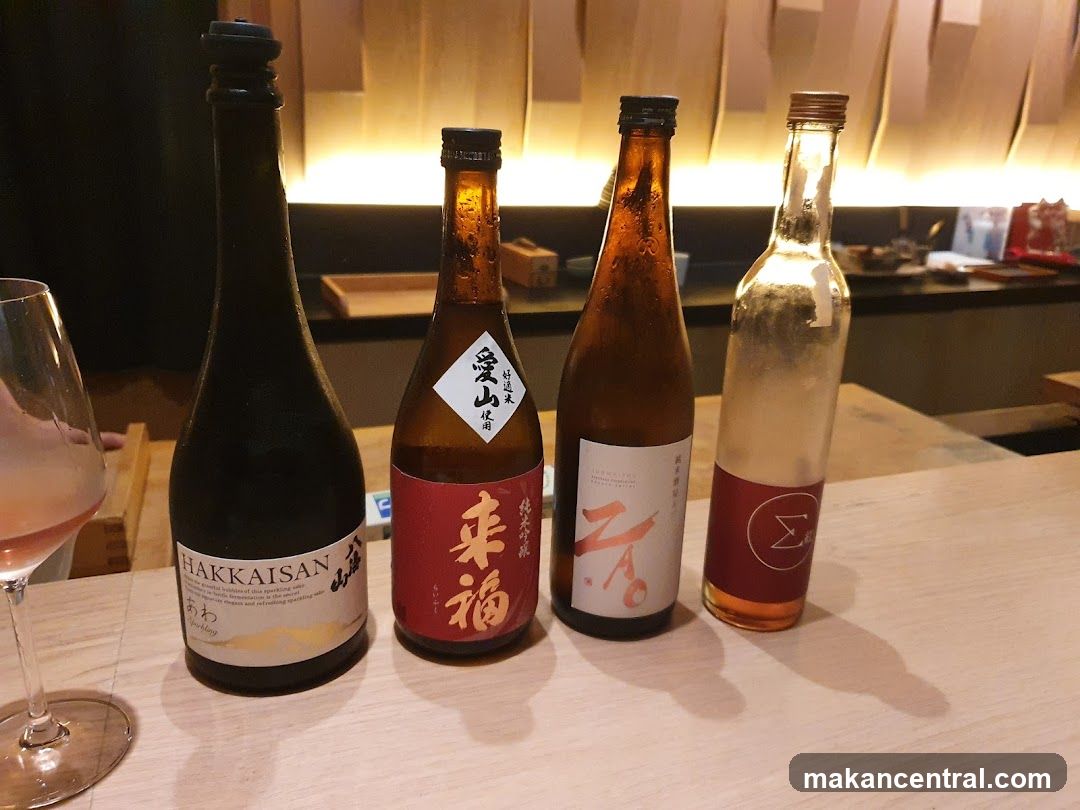 Sake Bottles on a Counter