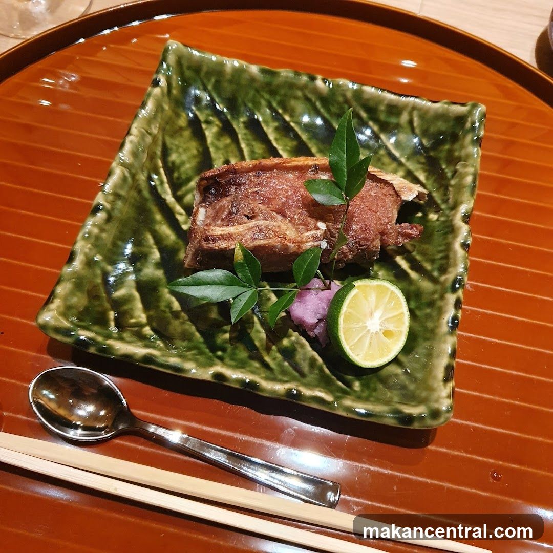 Fried Dish with Lime and Garnish