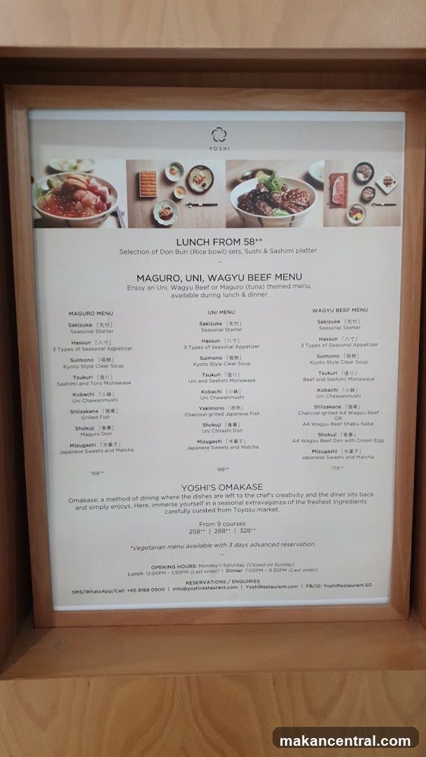 YOSHI'S LUNCH & DINNER MENU