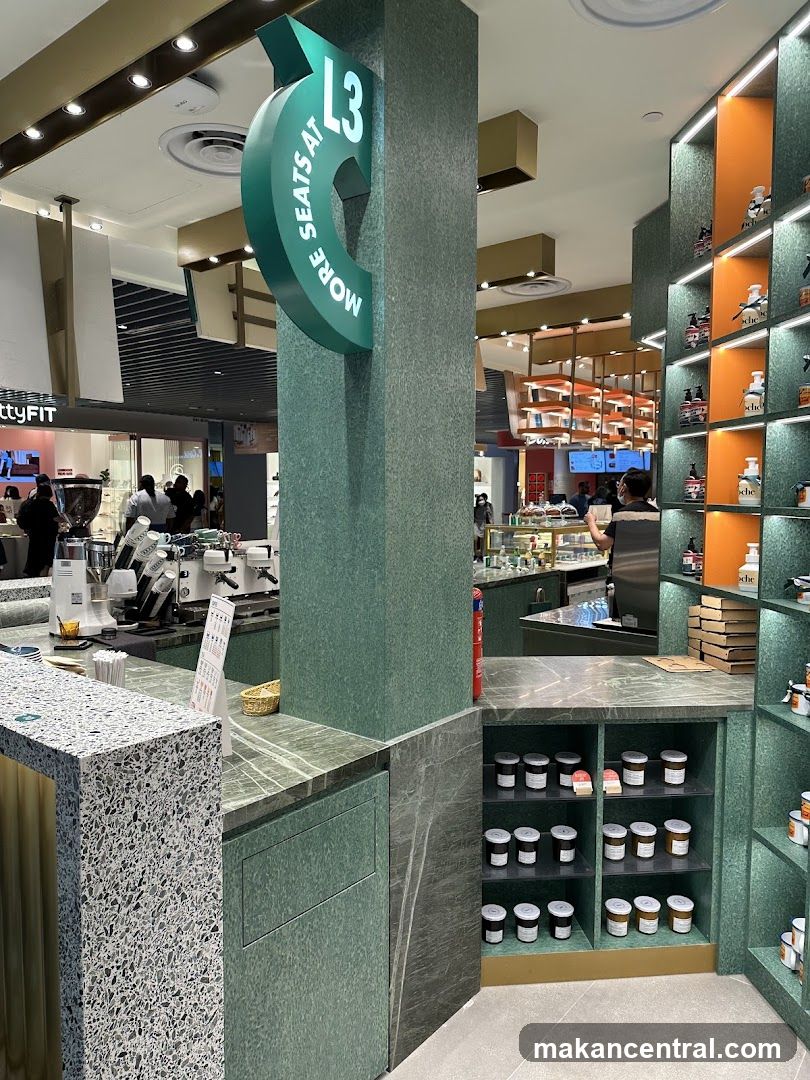 Interior of a store with a counter and shelves